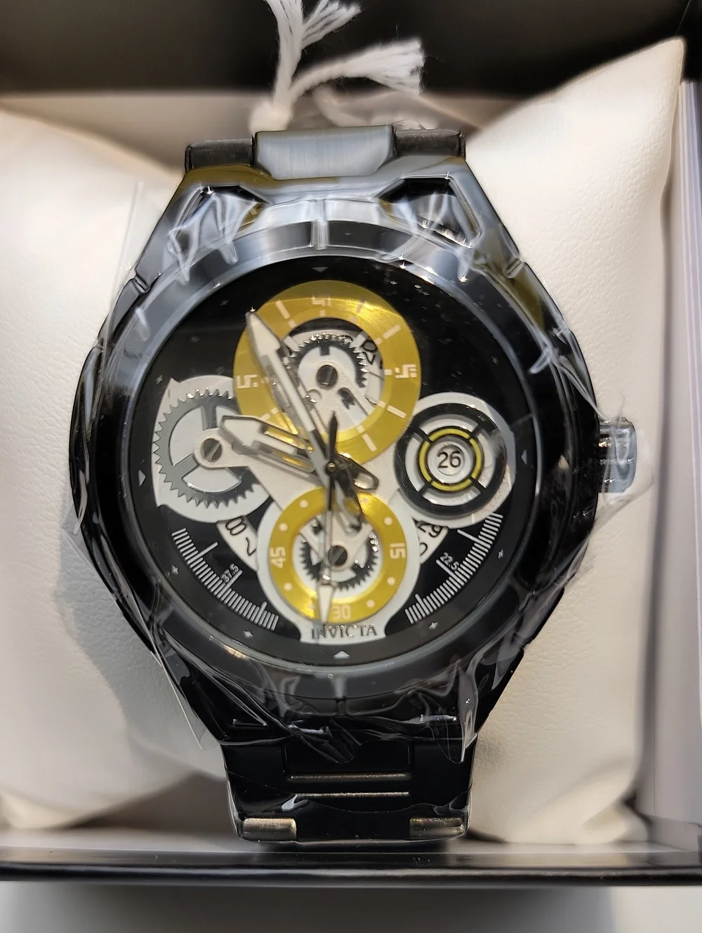 NEW 🏁 Invicta S1 Rally Men's 44mm Black  Gold Stainless Steel Watch 79009